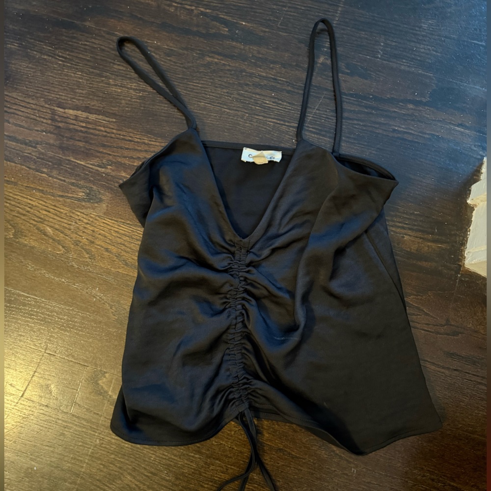 Nordstrom Black Camisole Top Ruched front